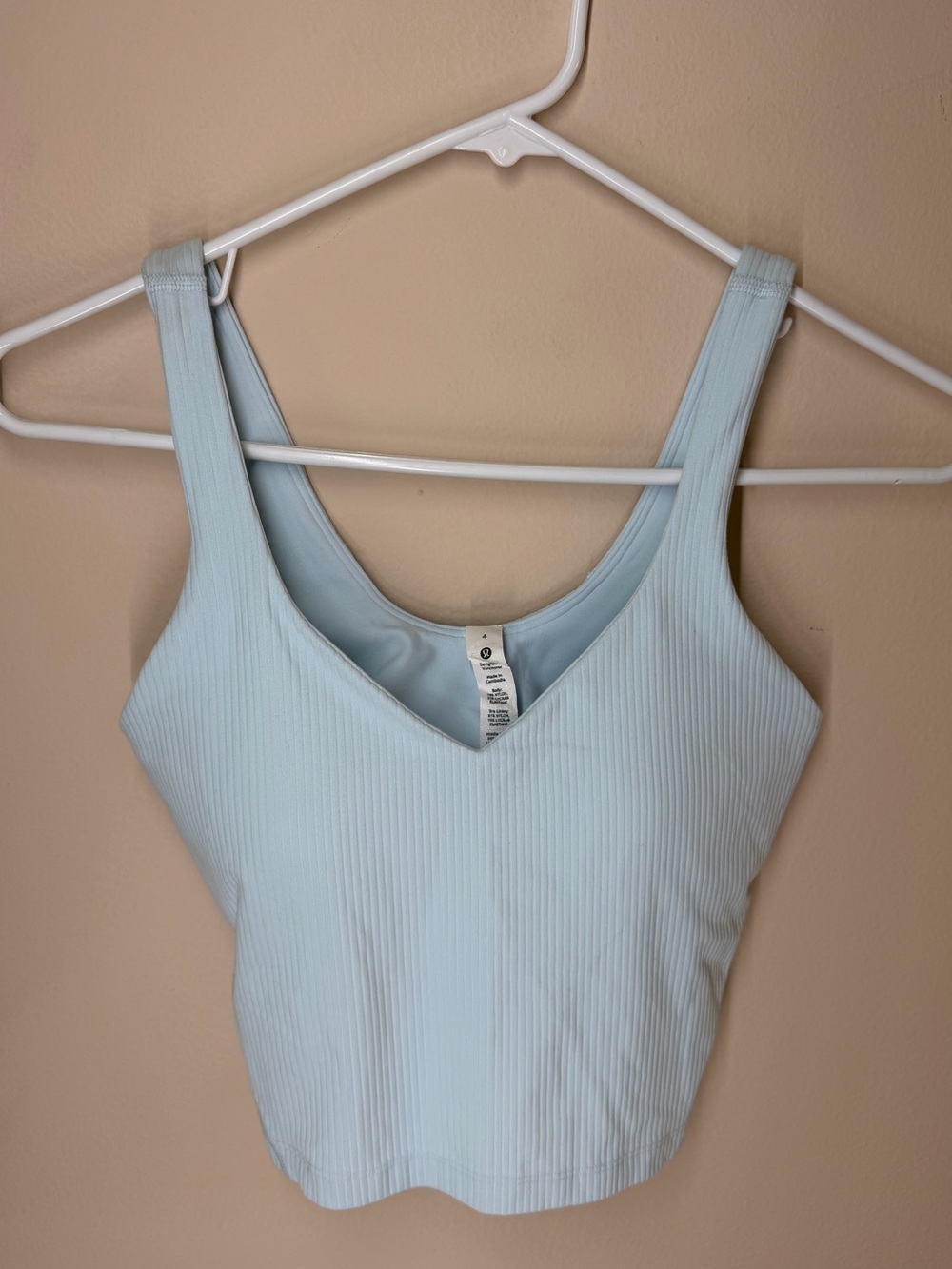 lululemon pale blue ribbed V-neck tank top